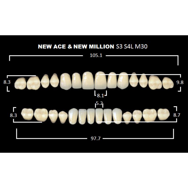 Зубы акриловые New Ace & Naperce цвет А3 фасон S4/М32 28шт купить