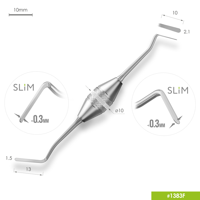 Картинка Гладилка двухсторонняя прямая/дистальная SLIM эргономичная ручка O10mm 1 из 5 