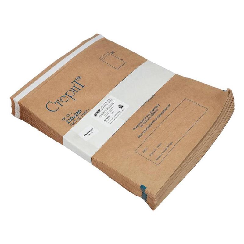 Пакет 230х280мм 100шт СтериТ крафт для стерилизации Винар